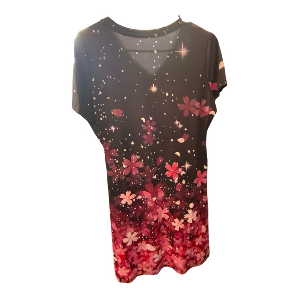 NWOT Casual Pink and Black V-Neck Mini Dress - Picture 6 of 6